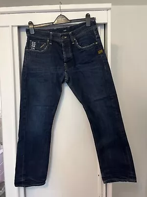 G Star Raw 5204 Originals Jeans W 34 L 30 Navy Button Zip Fly • $30.82