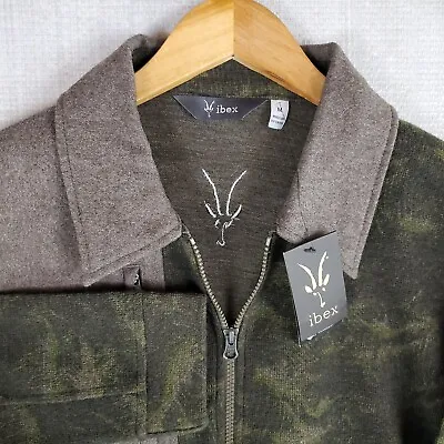 NEW $295 IBEX Size Medium Boucle Wool Mens Camo Jacket Shirt Sweater Full Zip • $248