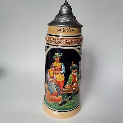 German Beer Stein Made In Germany Handmade Marked Munchen Munich 1 Liter • $25