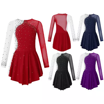 UK Kids Girls Ballet Performance Costume Leotard Figure Ice Skating Dance Dress • £17.49