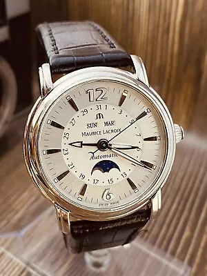 Maurice Lacroix Automatic Masterpiece Phases De Lun Mp 6347 Mens 38mm #6142 • $1249