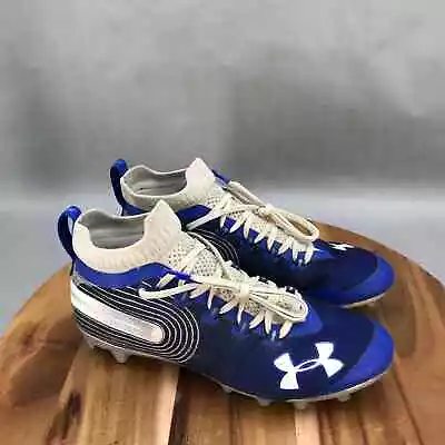 Under Armour Football Cleats Mens 9 Spotlight MC Blue White Chrome Lace Up • $29.99