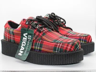 Tuk Shoes Womens 5 Mens 3 Anarchic Red Plaid Creeper Gothic Punk Vegan • $74.99