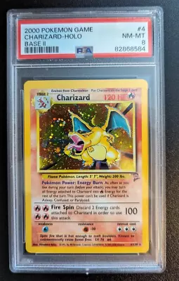 Pokemon TCG Charizard Base Set 2 4/130 Unlimited Holo Rare PSA 8 Vintage Card  • $329.99