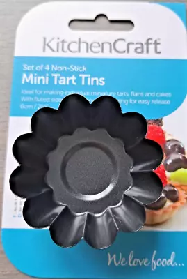 £5.39 • Buy Kitchen Craft Fluted Mini Tart Tins Individual Fairy Cake Flan Non Stick Pack 4