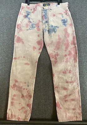 Lucky Brand Jeans Men’s Sz 36 Pink 121 Heritage Slim Straight Tie Dye Button Fly • $32.88