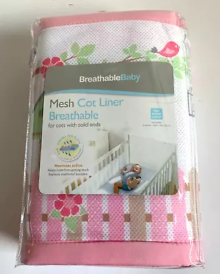 Mesh Cot Liner Breathable 2 Panels Baby Nursery Funky Pink English Garden *new* • £24.99