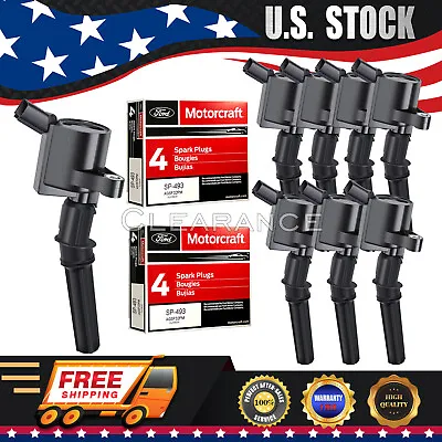 Set Of 8 Ignition Coils For Ford Lincoln DG508 & 8 Motorcraft Spark Plugs SP493 • $72