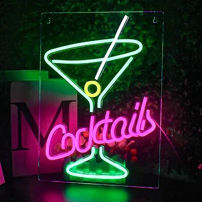 Custom LED Neon Sign Bespoke Lighting Logo Cocktails Bar • £1