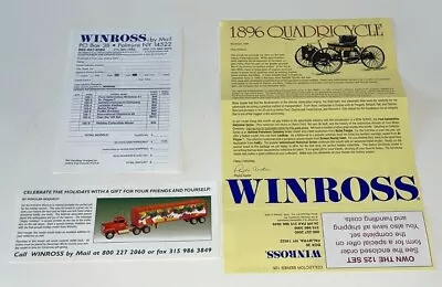 Nov 1995 WINROSS TRUCKS Brochure (1896 Ford Quadricycle) Holiday Truck Flyer • $1.25