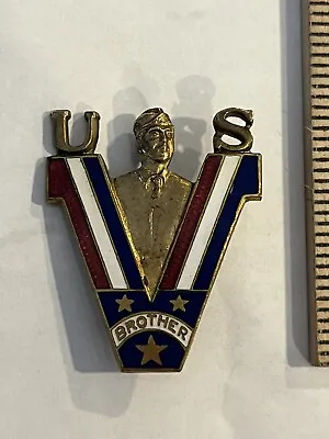 Rare WWII V For Victory Brother Pin Badge Red White Blue Enamel Apollo NY • $22.99