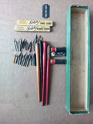 15 Calligraphy Vintage Nib Mixed Set Esterbrook And Others 4 Pens +Pencil Leads • $31.33