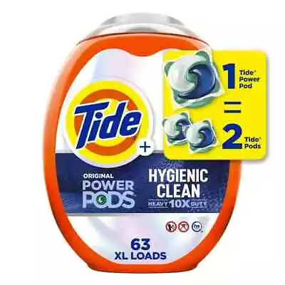 Tide Power Pods Laundry Detergent Soap Packs Hygienic Clean Original 63 Ct • $23.15