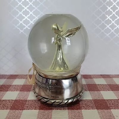 Gold Toned Angel In Silver Toned Snow Globe Music Box Inscribed With Love • $30