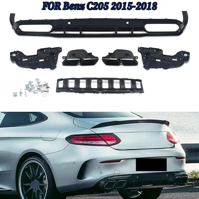 Rear Diffuser W/Exhaust Tip For Mercedes Benz  C Class C205 Coupe AMG 2015-2018 • $255.99