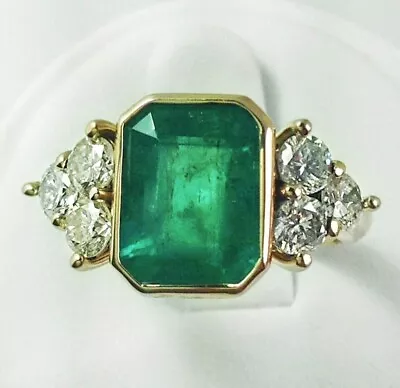 3Ct Emerald Cut Lab Created Green Emerald Engagement Ring 14k Yellow Gold Plated • $189.99