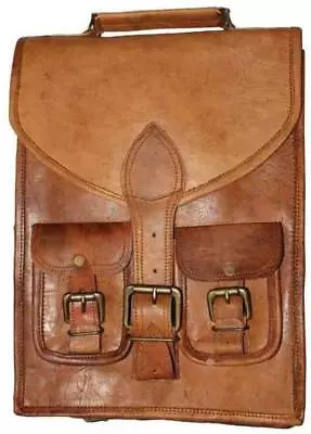 Mens Vintage Real Leather 15  Laptop Backpack Rucksack Messenger Bag Satchel • $55.38