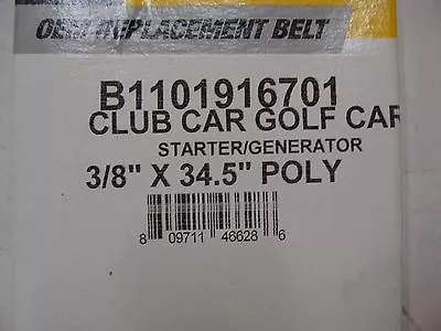 Oem Spec Belt Club Car Starter Generator 1997 & Up Ds & Precedent 101916701 • $13.89