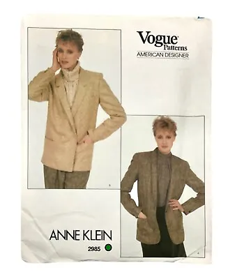 Vintage Vogue Patterns 2985 American Designer Anne Klein Size 10 • $14.96