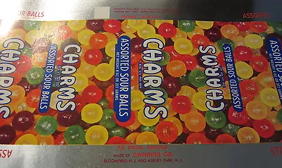 $14.99 • Buy Old Vintage 1950's CHARMS Sour Ball CANDY Package Wrapper / LABEL - N.J.