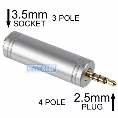 4 POLE Mini 2.5mm Stereo Jack Plug To 3 POLE 3.5mm Female Socket Audio Adapter • £3.25
