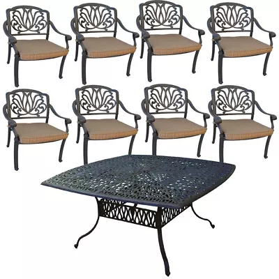 Patio Dining Set 9 Piece Cast Aluminum Outdoor Furniture Elisabeth Table Seats 8 • $3195