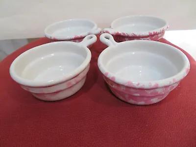 4 Bennington Potters Pink Agate Bistro Handled Bowls Morning Glory 1894 Dg • $80