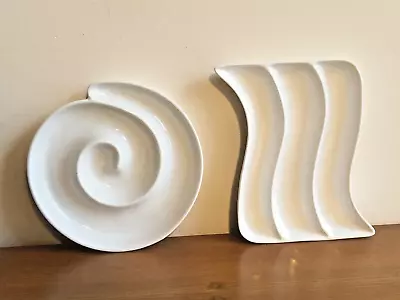 Maxwell Williams White Basics - Zigzag  Wave & Coil Design Dips Serving Dish X 2 • £18