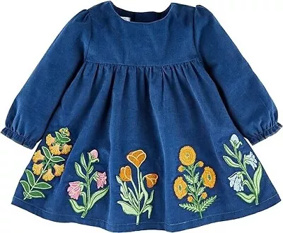 Mud Pie Toddler Girl Fall Floral Embroidered Corduroy Dress  Size 3T NEW • $21.95