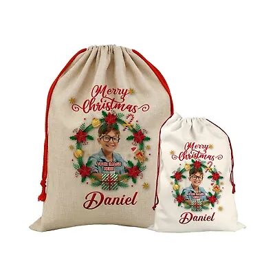 £8.99 • Buy Personalised Photo Santa Sack Father Christmas Bag Present Xmas Stocking Gift 2