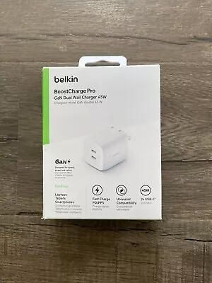 Belkin Boost Fast Charge Pro GaN Wall Adapter Charger -  45W Super Fast - USB-C • $29.99