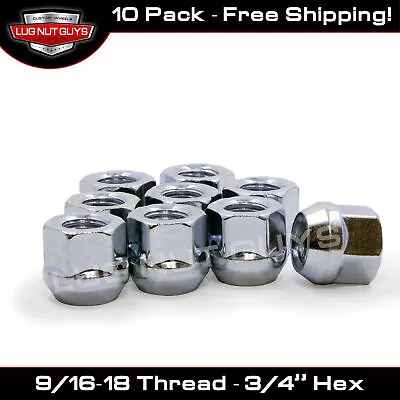 10 Lug Nuts Open End Bulge Acorn 9/16-18 Chrome Cone Seat • $14.79