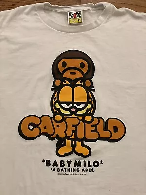 A Bathing Ape Bape Garfield Baby Milo White T-Shirt XL Extra Large Two Sided • $95