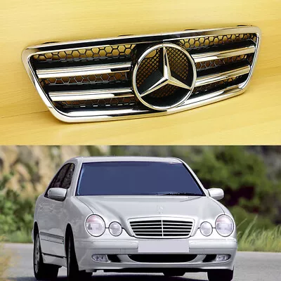 For BENZ W210 Facelift 00-02 Sedan/Wagon 4-Door Front Grille Shiny Black+Chrome • $189.04