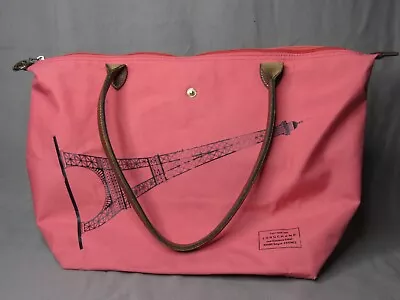 Longchamp Le Pliage Coral Black Paris Eiffel Tower Tote Purse Bag Gold • $89.99