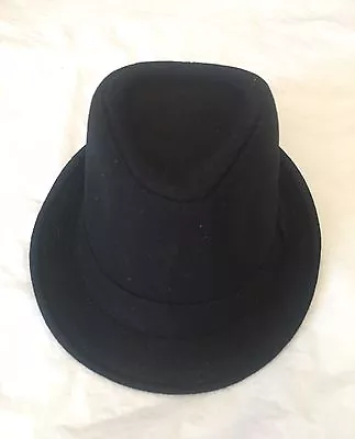 Black Gangster Hat Felt Trilby Fedora Al Capone Fancy Dress Italian Mafia • $16.99