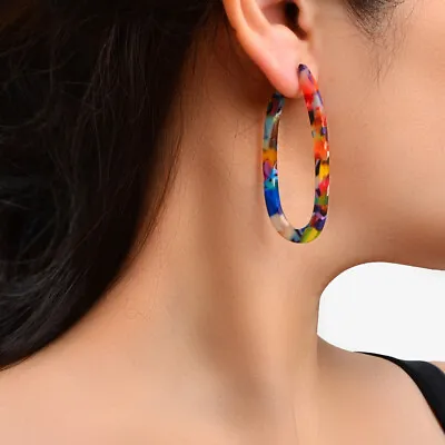 Trendy Acrylic Women Beach Colourful Resin Statement Earrings Vacation Jewellery • $1.99