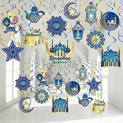 30 Pieces Ramadan Mubarak DecorationsEid Mubarak Hanging Swirl Shining Gold Sta • $16.20