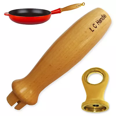 Le Creuset Replacement Wooden Handle For Frying Pan 28 Brass Hanger End Hook • £11.99