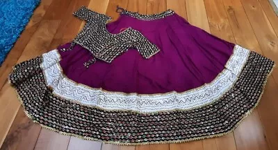 Navratri Chaniya Choli Gagra Chania Lengha MAJENTA Cotton Silk Multicolor Gold  • £55