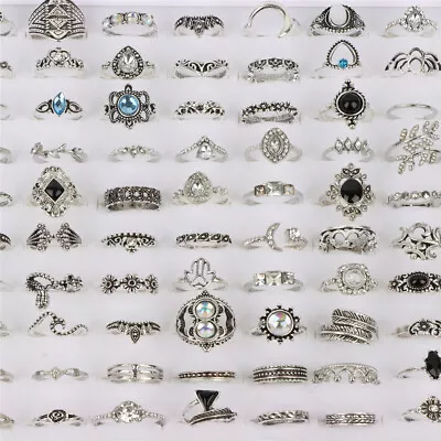 50Pcs/lot Mix Vintage Rings For Women Bohemian Jewelry Fashion Ring Accessories • $9.99