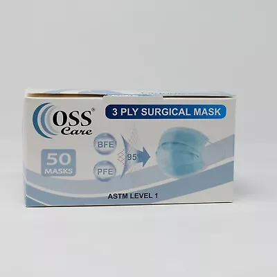 Unopened OSS Care 3 Ply Surgical Masks White Pack Of 50 ASTM Level One • $13.50