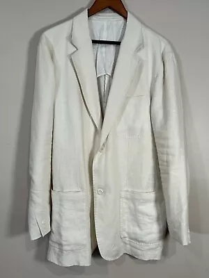 Stitched XXXX Collection Men's White Linen Lightweight Sport Coat Blazer XL • $80