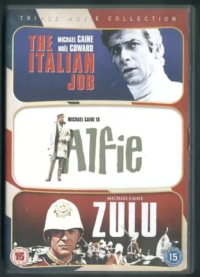 MICHAEL CAINE Triple Movie Collection 3 DVDs. THE ITALIAN JOB Alfie ZULU • £2.99