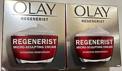 OLAY REGENERIST MICRO-SCULPTING CREAM HYDRATING MOIST. 2 JARS 1.7 Oz EACH *NEW* • $64.57