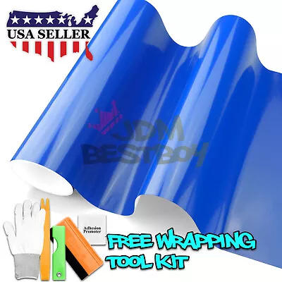 Gloss Intense Blue Glossy Vinyl Car Wrap Sticker Decal Bubble Free Air Release • $24