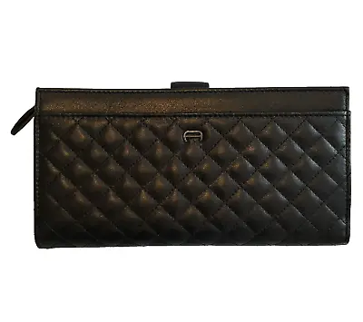 NEW Vintage ETIENNE AIGNER Leather Wallet Black Quilted Organizer Coin Cards • $86