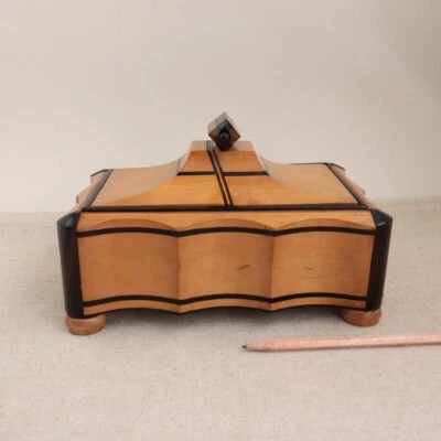 $450 • Buy Antique Secessionist Casket Box Inlaid Wood Parquetry Biedermeier Werkstatte Vtg