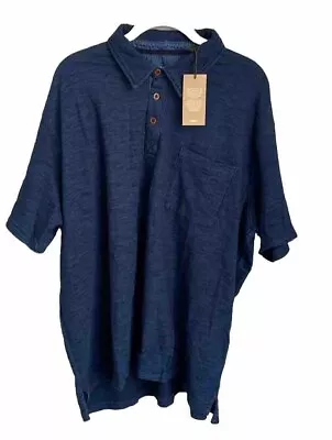 New Orvis Polo Mens Short Sleeve Indigo Cotton Shirt Size XXL • $59.95