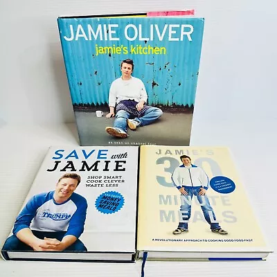 Jamie Oliver Cookbook Lot Save With Jamie 30 Minute Meals Save Money Ingredients • $32.99